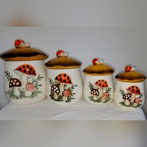 Vintage Merry Mushroom Canister Set
